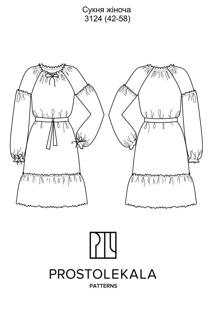 Pattern 3124 embroidered dress for women