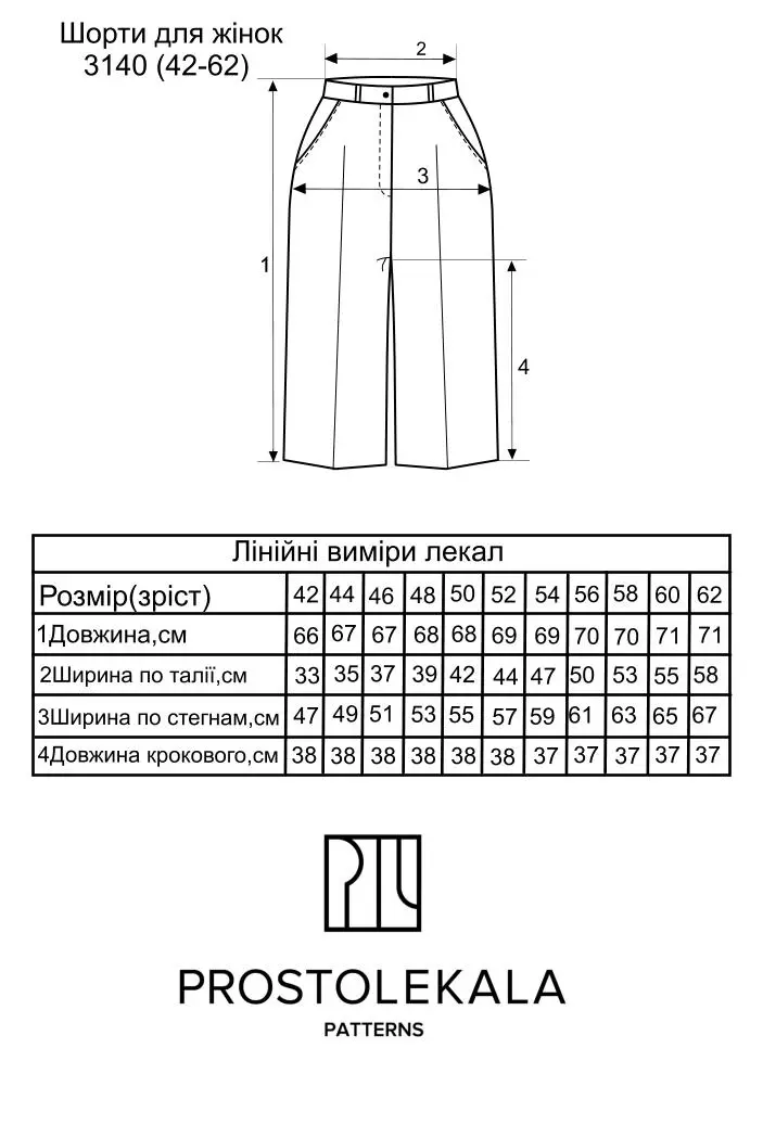 Викрійка 3140 шорти для жінок