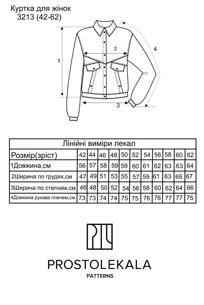 Викрійка 3213 куртка для жінок