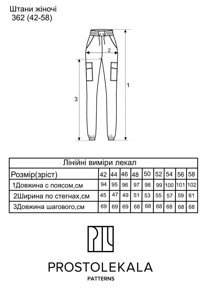 Викрійка 362 штани для жінок