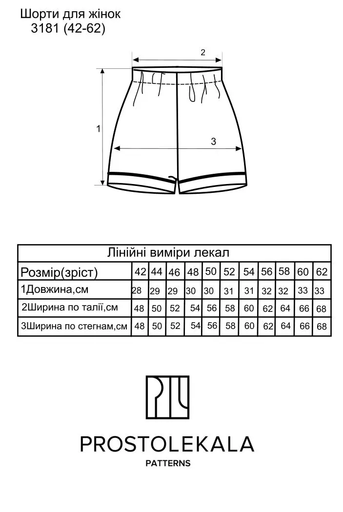 Викрійка 3181 шорти для жінок
