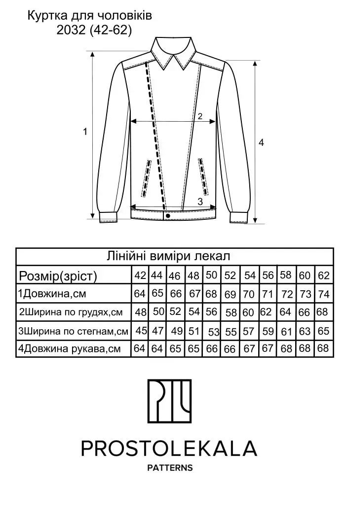 Викрійка 2032 куртка для чоловіків