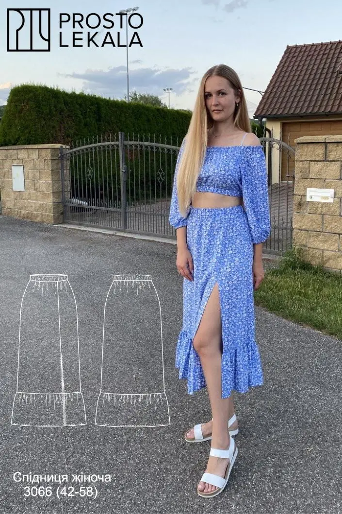 Pattern 3066 Skirt with Slit for Women