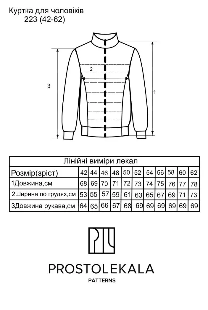 Викрійка 223 куртка для чоловіків