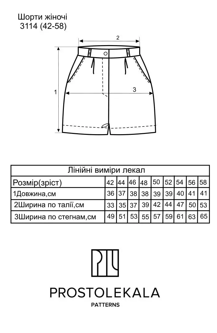 Викрійка 3114 жіночі шорти