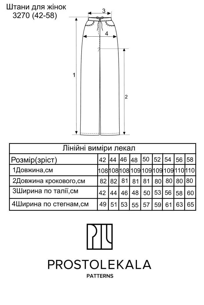 Викрійка 3270 штани для жінок