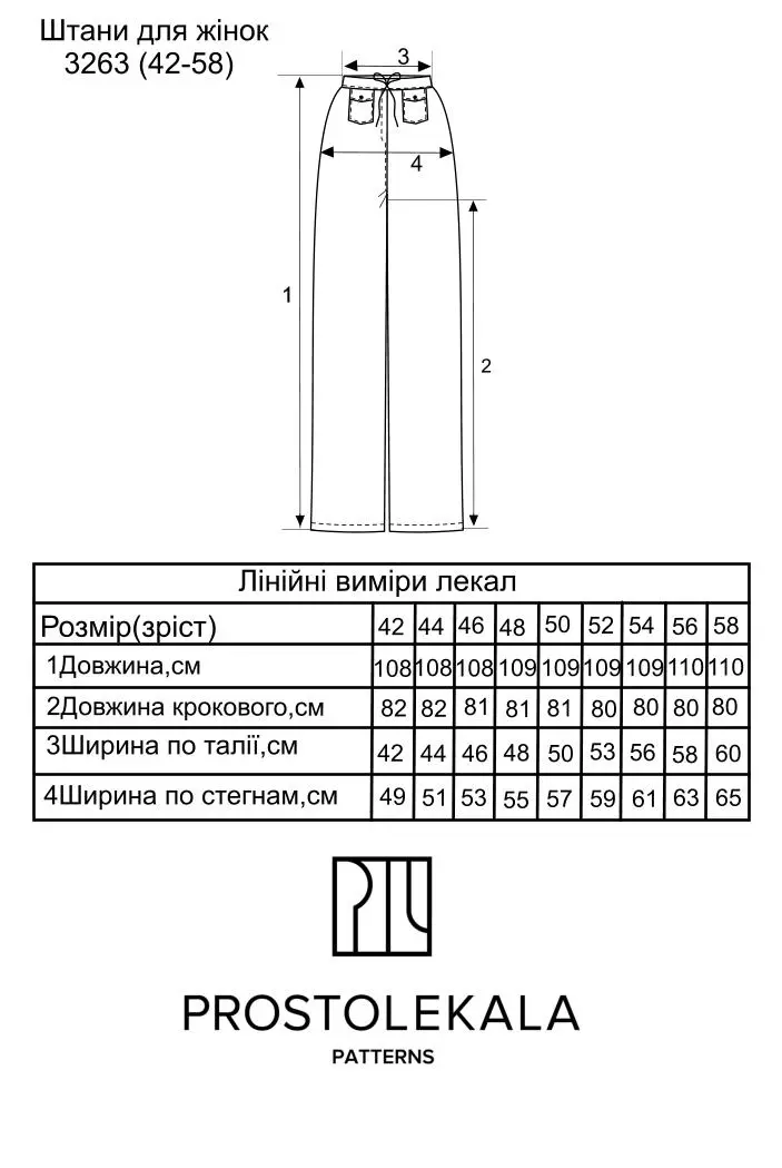 Викрійка 3263 штани для жінок