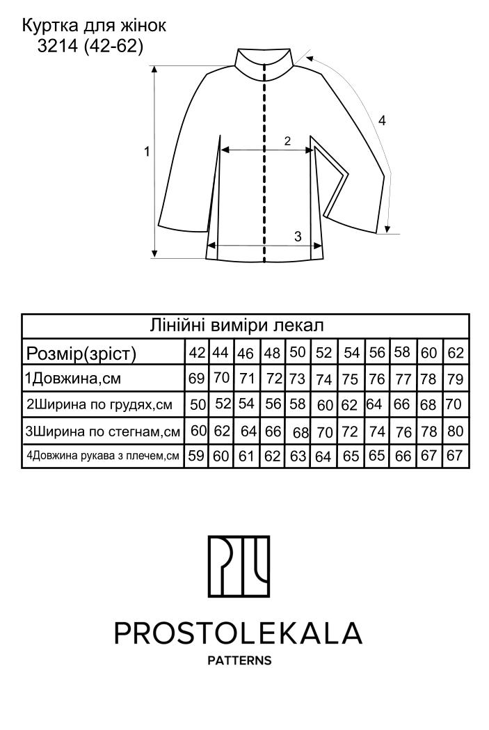 Викрійка 3214 куртка для жінок