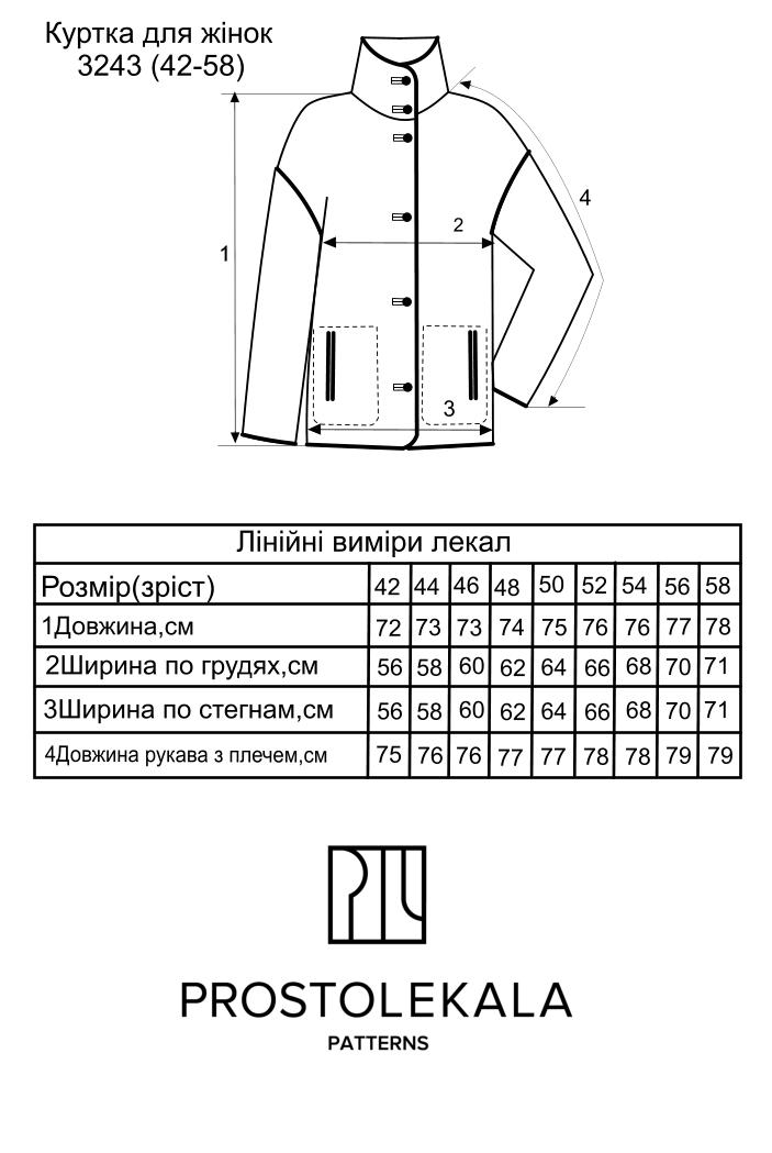 Викрійка 3243 куртка для жінок