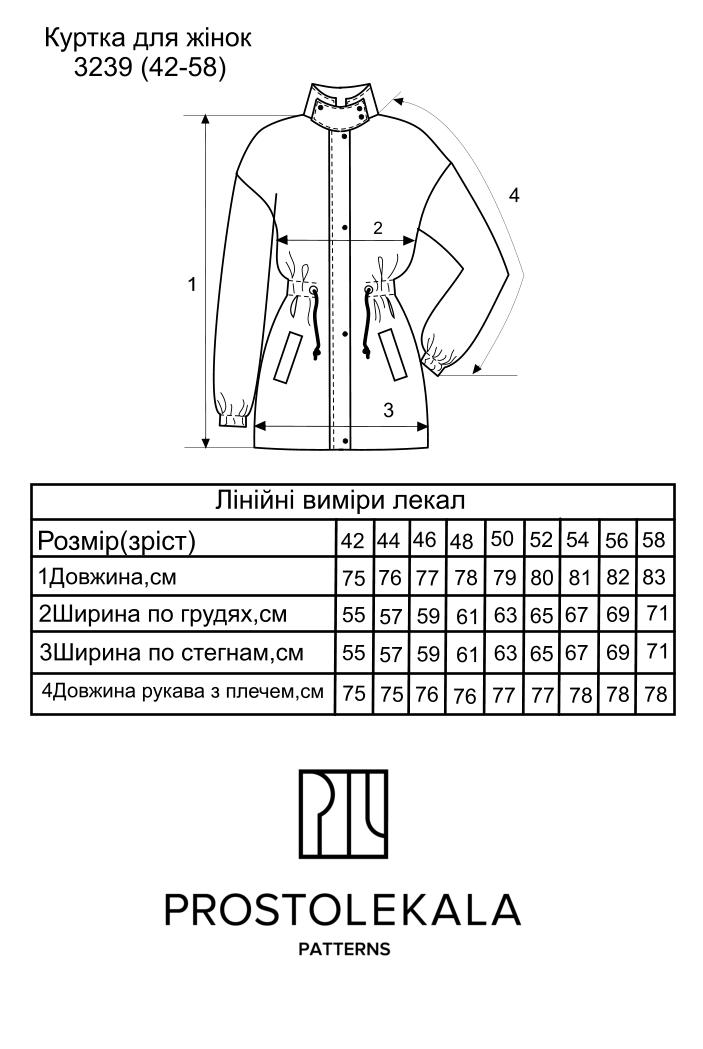Викрійка 3239 куртка для жінок