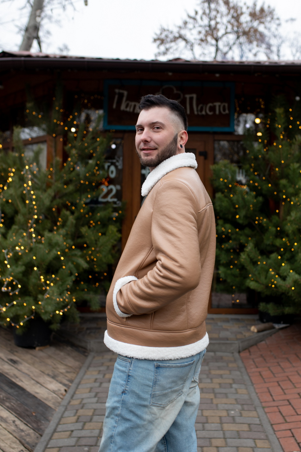 Pattern 2034 men's shearling coat jacket