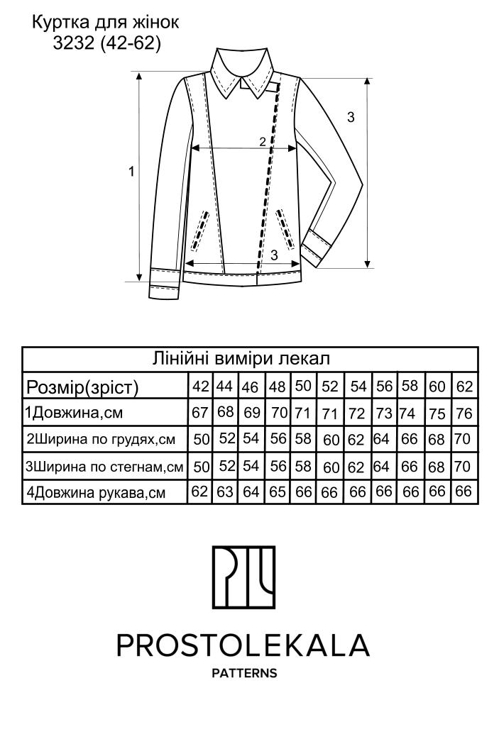 Викрійка 3232 куртка дублянка для жінок