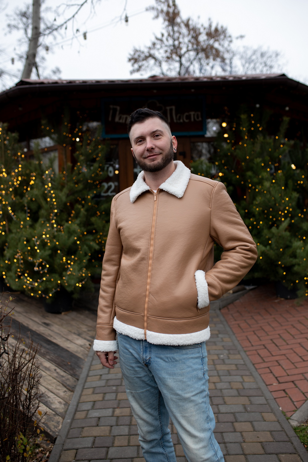 Pattern 2034 men's shearling coat jacket